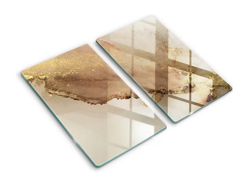 Rechthoekig glazen keukenbord, 2 stuks, 30x52 cm Abstract goud