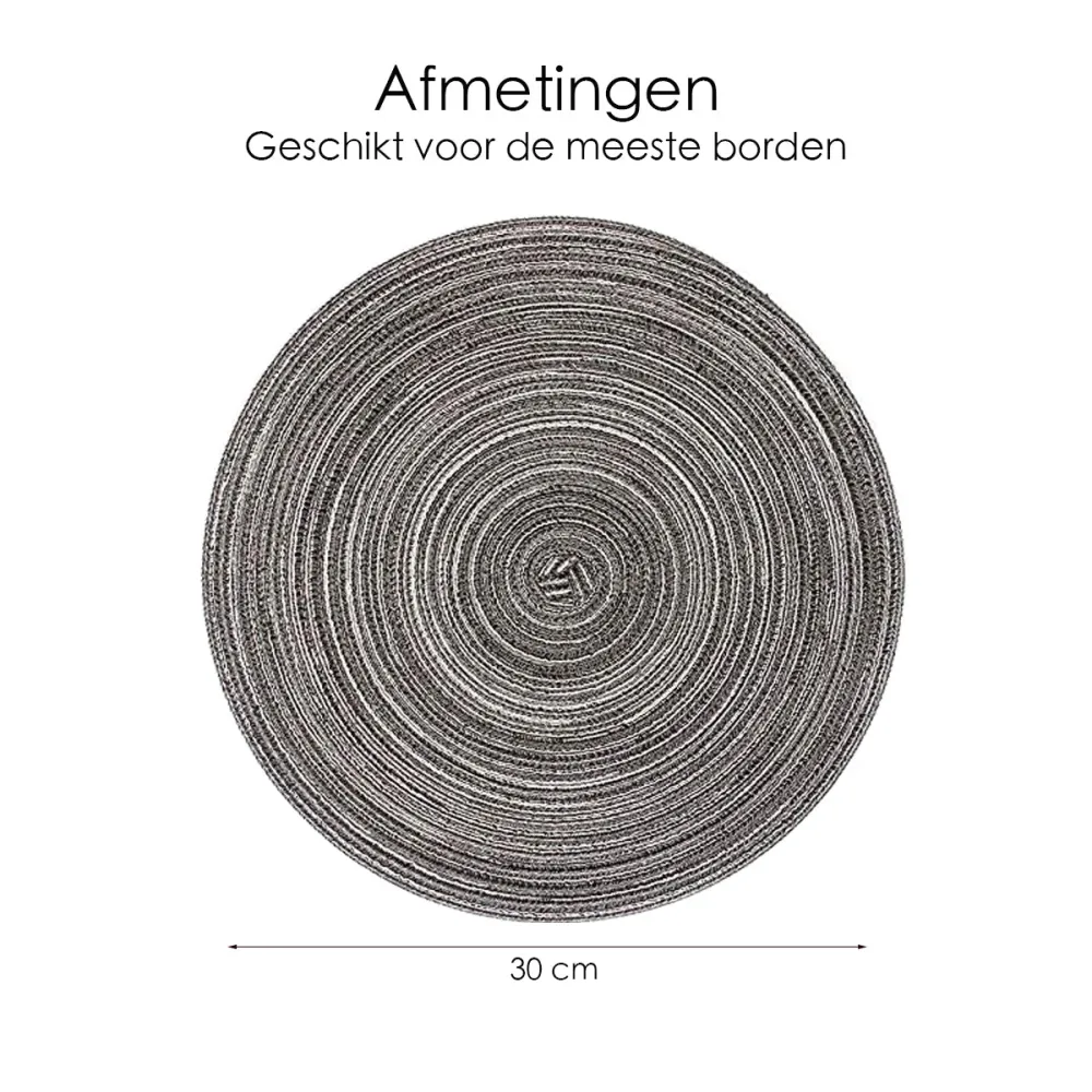 Placemat - 2 stuks - Placemat 38 cm - Grijs