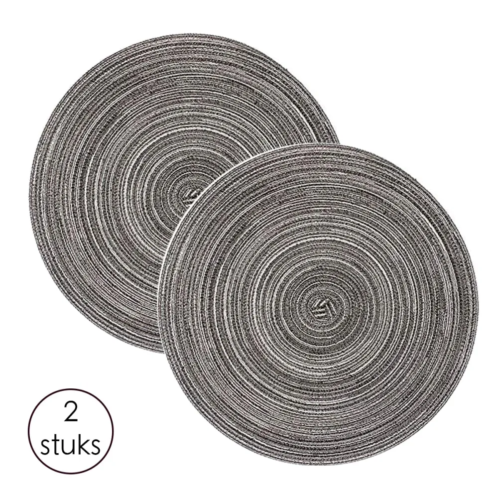 Placemat - 2 stuks - Placemat 38 cm - Grijs
