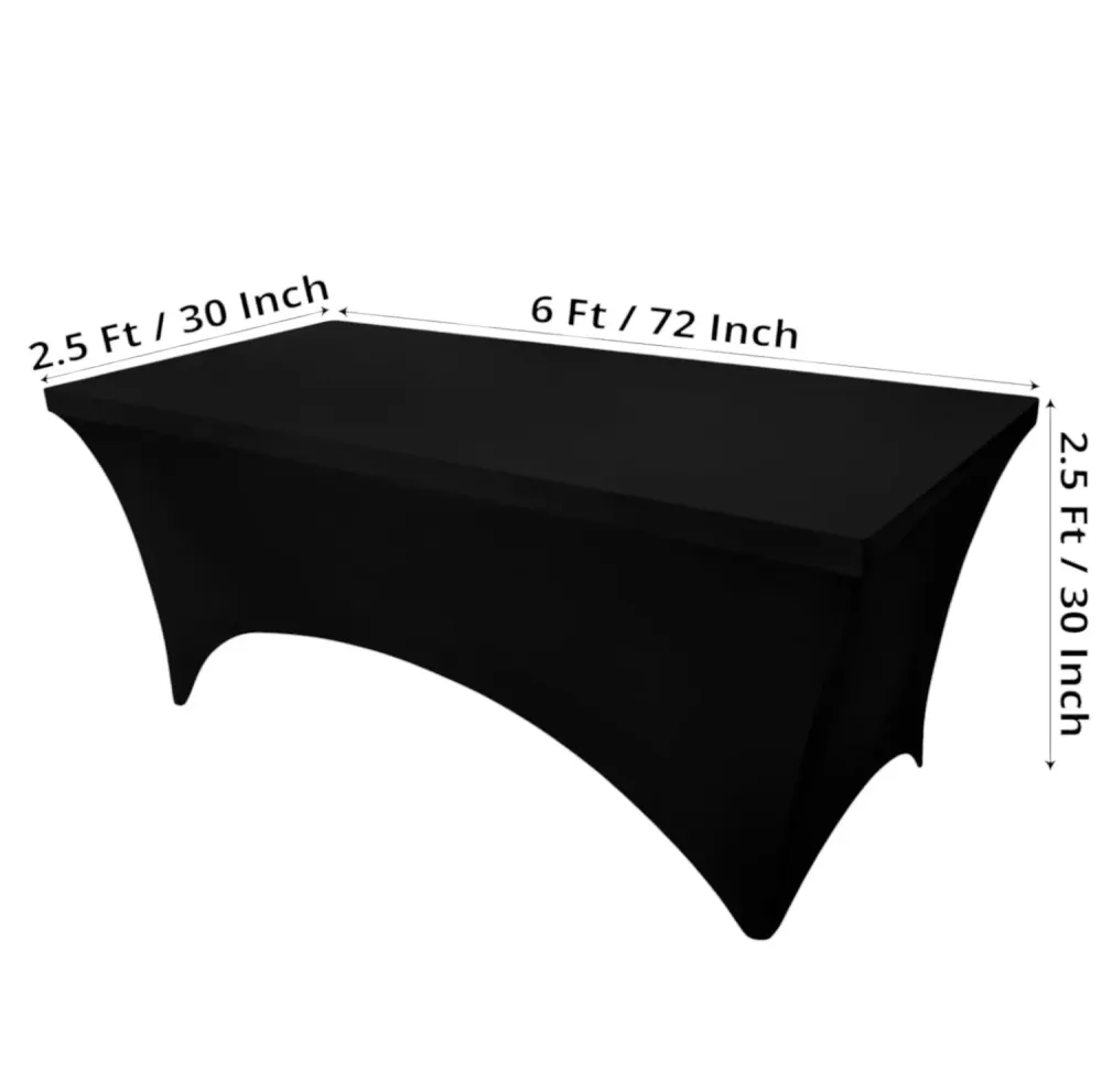 Rechthoekige Tafelhoes Stretch – 180 x 75 x 75 cm – Elastisch & Strak – Wasbaar – Zwart – Voor Feesten, Beurzen & Evenementen