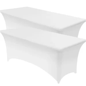 Rechthoekige Tafelhoes Stretch – 180 x 75 x 75 cm – Elastisch & Strak – Wasbaar – Wit – Voor Feesten, Beurzen & Evenemente...