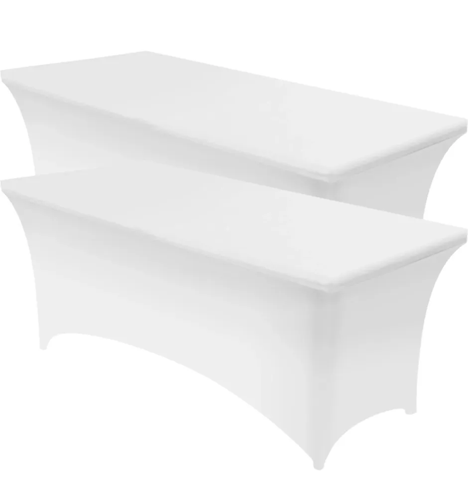 Rechthoekige Tafelhoes Stretch – 180 x 75 x 75 cm – Elastisch & Strak – Wasbaar – Wit – Voor Feesten, Beurzen & Evenemente...