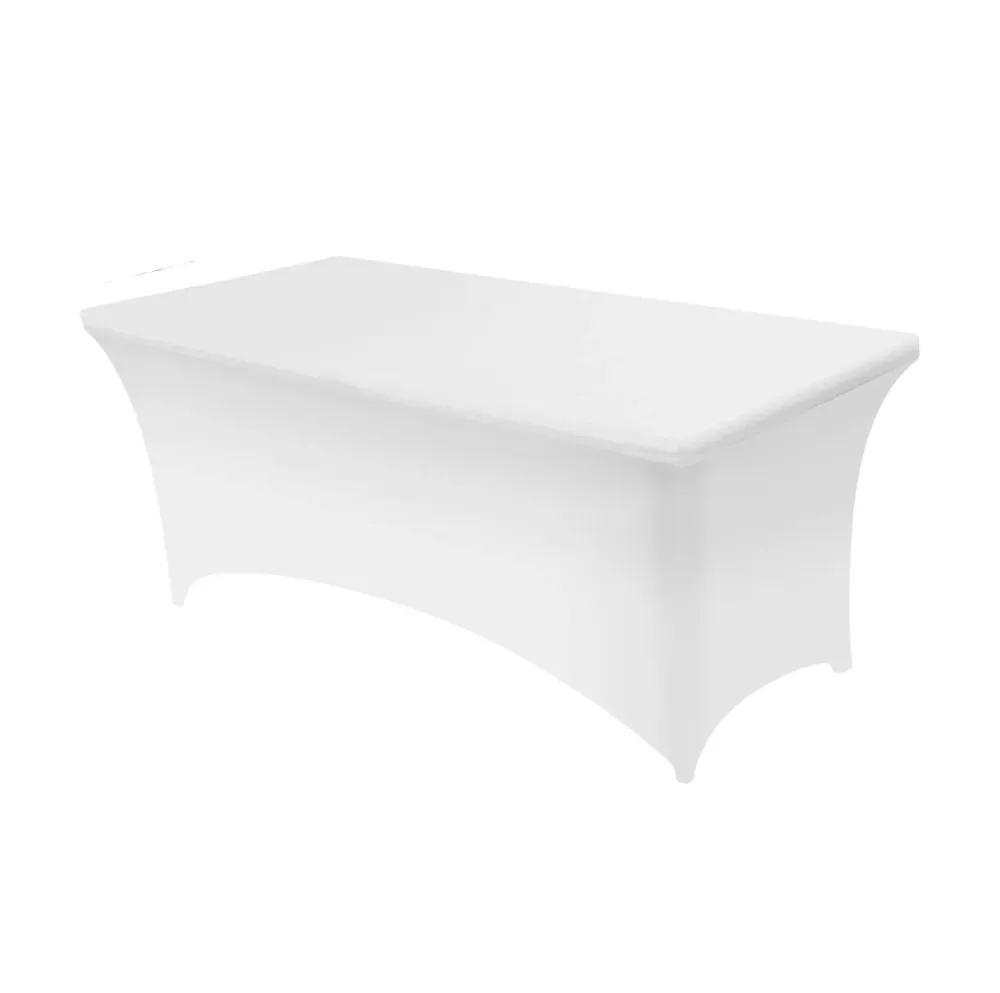 Rechthoekige Tafelhoes Stretch – 180 x 75 x 75 cm – Elastisch & Strak – Wasbaar – Wit – Voor Feesten, Beurzen & Evenemente...