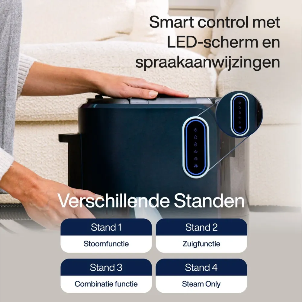 Tapijtreiniger PowerClean Pro 2000W - Stoomreiniger en vlekkenreiniger - 8 Opzetstukken - 100° Stoom - Bankreiniger - Meub...