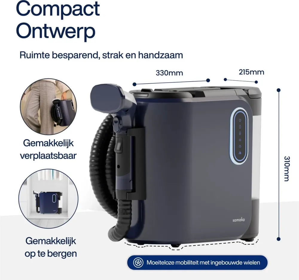 Tapijtreiniger PowerClean Pro 2000W - Stoomreiniger en vlekkenreiniger - 8 Opzetstukken - 100° Stoom - Bankreiniger - Meub...