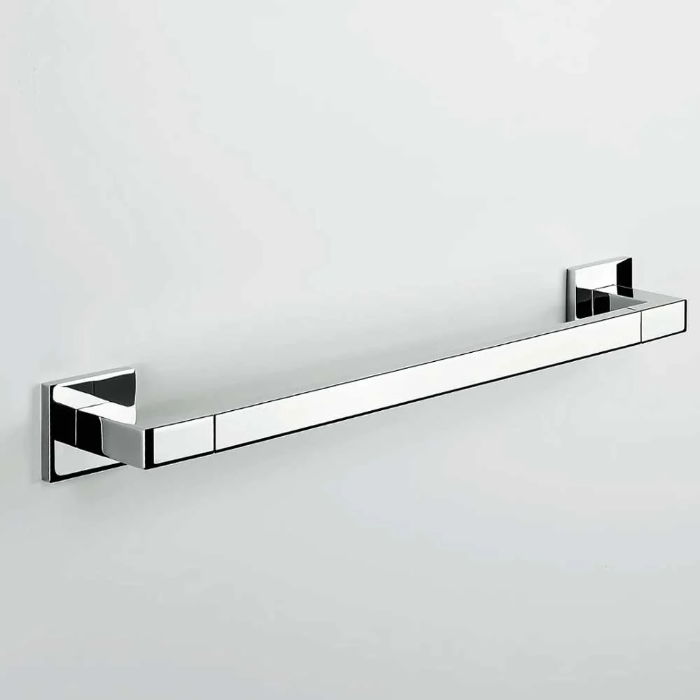 Bathroom towel holder 69.5 cm square-shaped chrome-plated geel koper Colombo Design BasicQ collection plug fixing