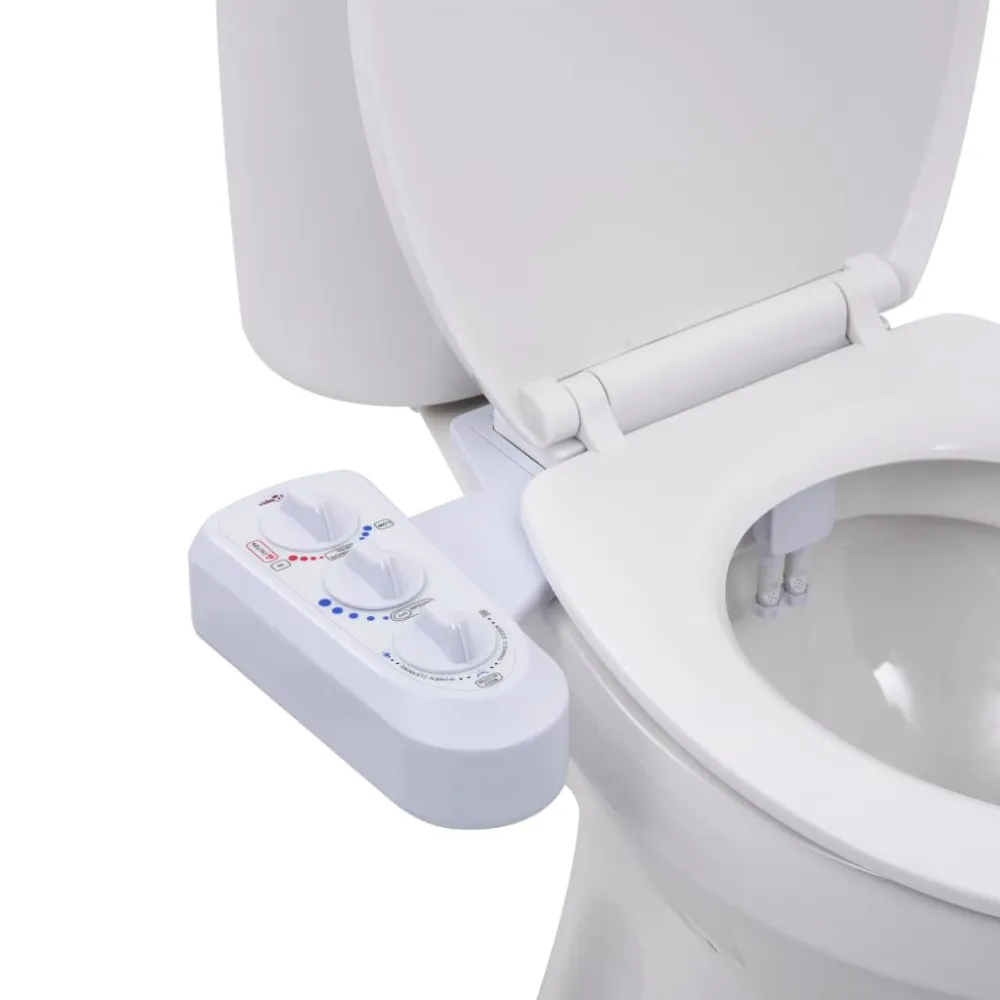Bidetaansluiting voor toiletbril met dubbel mondstuk