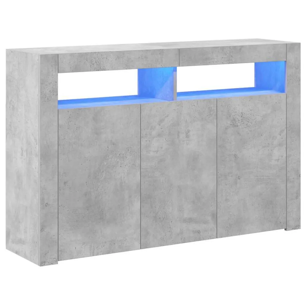 Dressoir met LED-verlichting 115,5x30x75 cm betongrijs