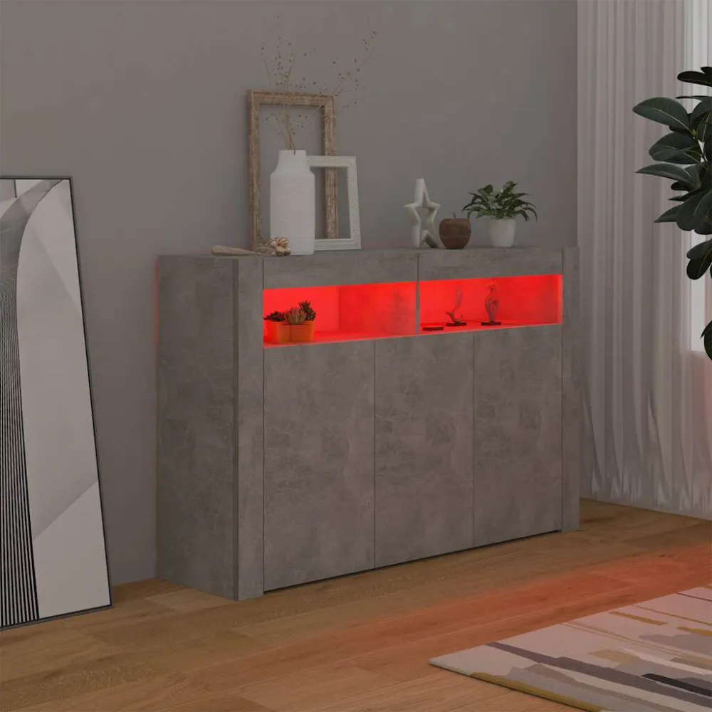 Dressoir met LED-verlichting 115,5x30x75 cm betongrijs