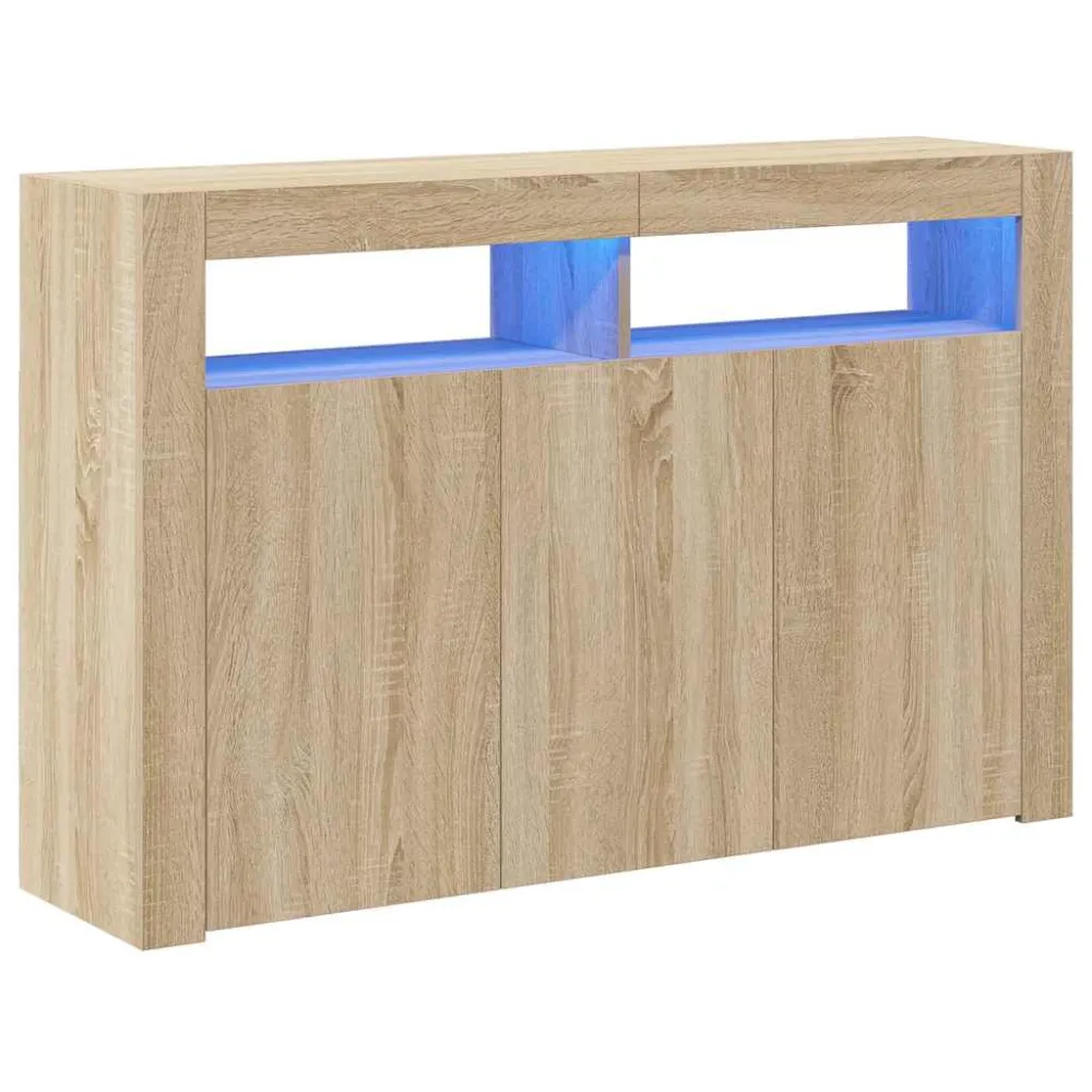 Dressoir met LED-verlichting 115,5x30x75 cm sonoma eikenkleur