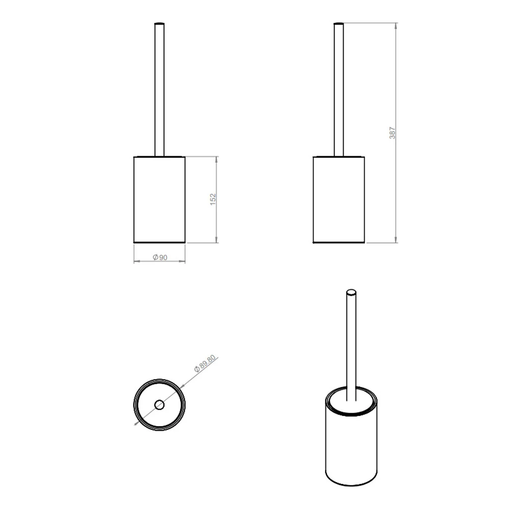 Floor toilet brush holder painted messing from 'Architect s+' collection Cosmic - Satin black