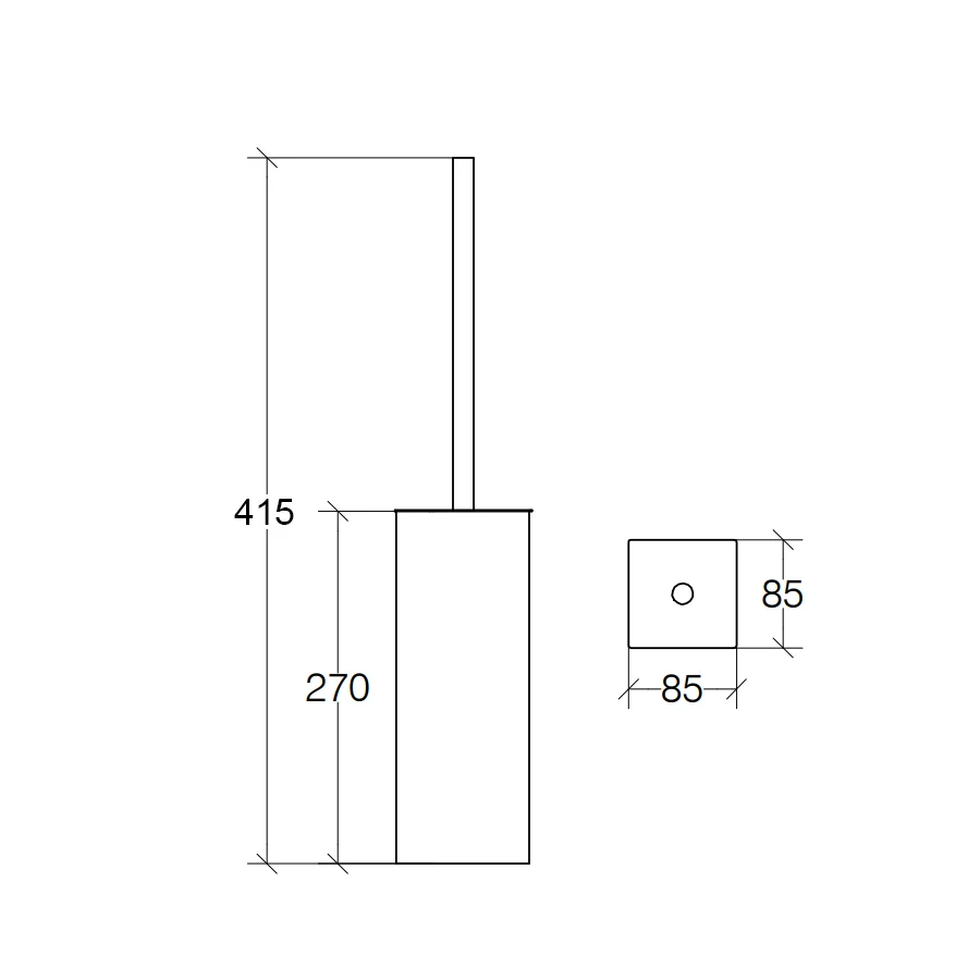Floor toilet brush holder ravenzwart nickel stainless steel squared shape Lineabeta Skoati collection