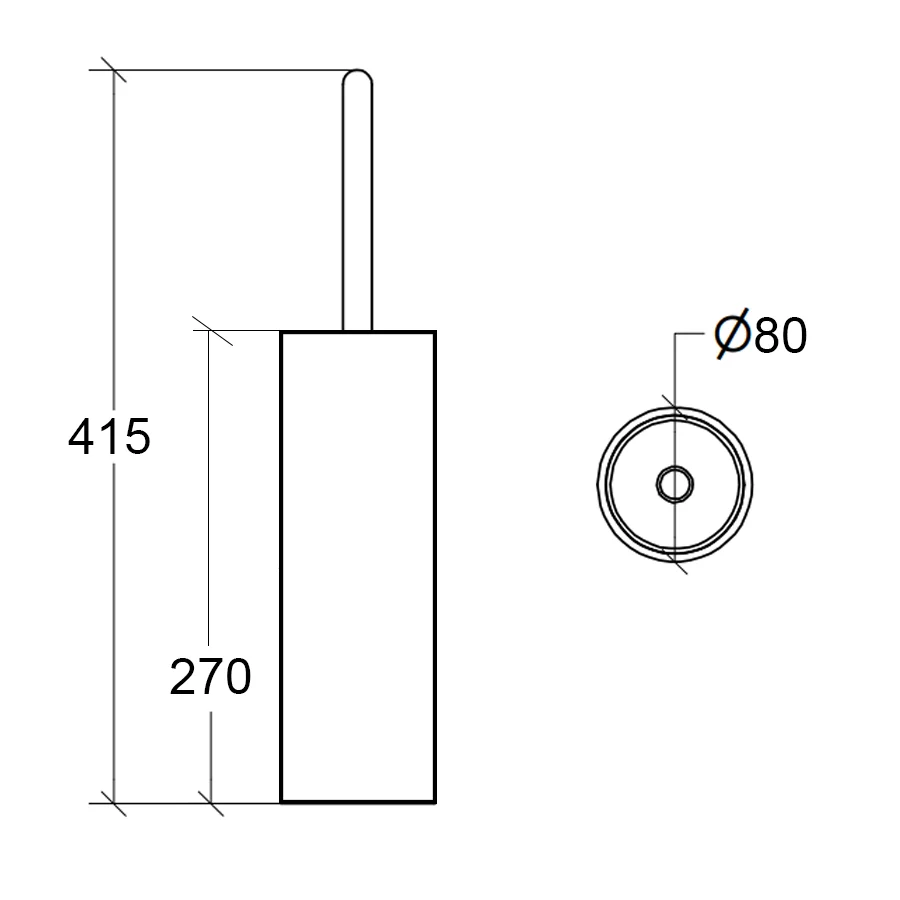 Floor and wall toilet brush holder satin niet-roestend steel cylindrical shape Lineabeta Skoati collection