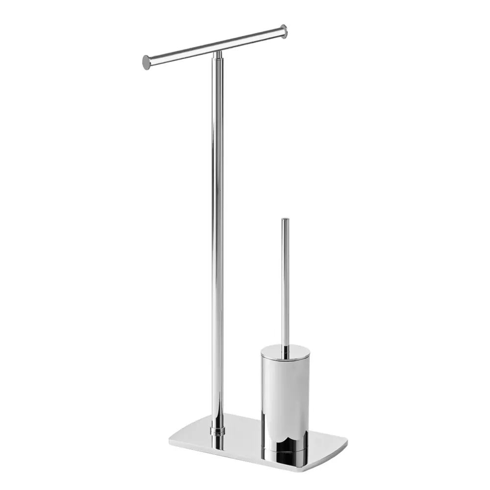 Floor-standing toilet paper holder and brush Stainless Staalsoort model Florida Gedy - Chrome
