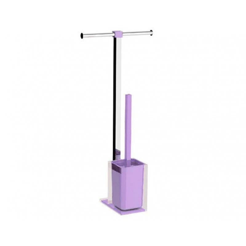 Floor-standing toilet paper holder and toilet brush Roestvrij Steel Gedy Rainbow series - Lilac