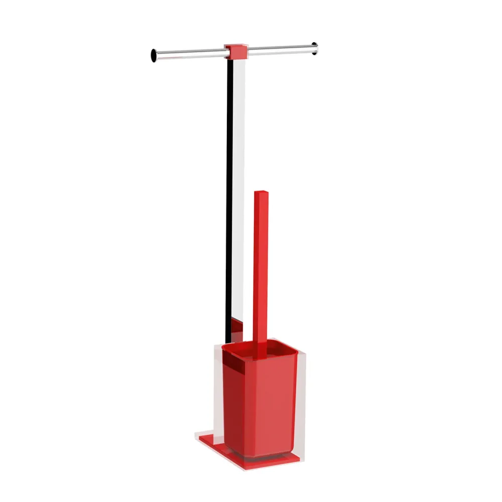 Floor-standing toilet paper holder and toilet brush Roestvast Steel Gedy Rainbow series - Red