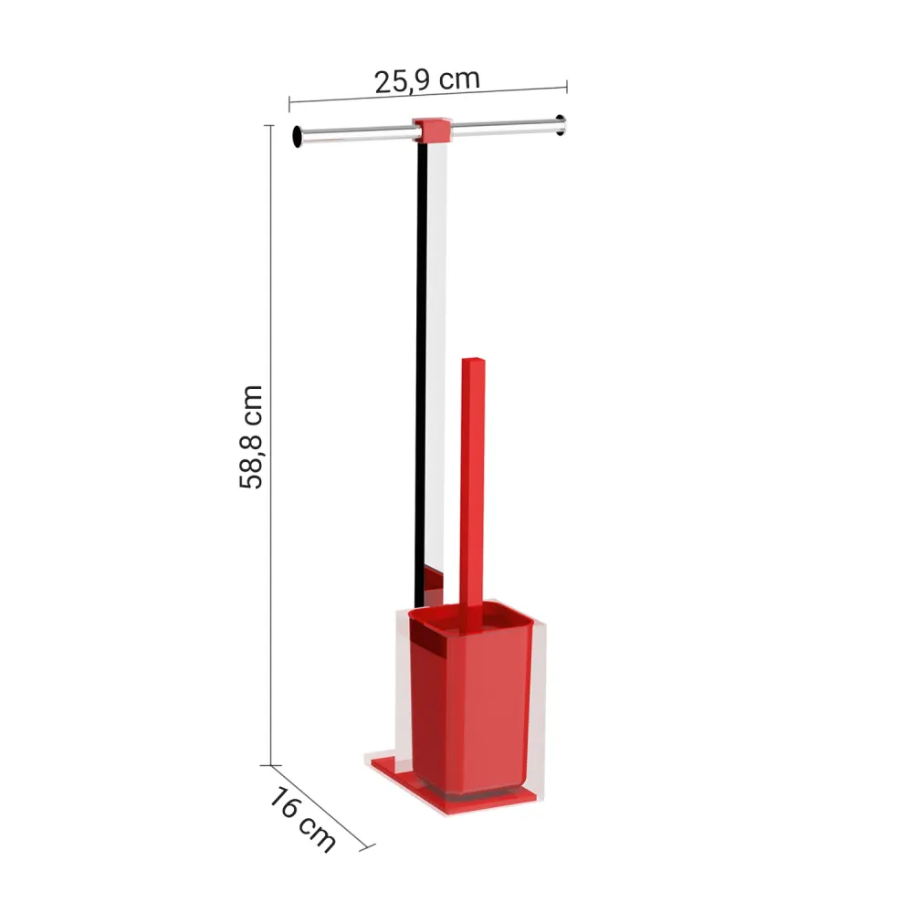 Floor-standing toilet paper holder and toilet brush Roestvast Steel Gedy Rainbow series - Red