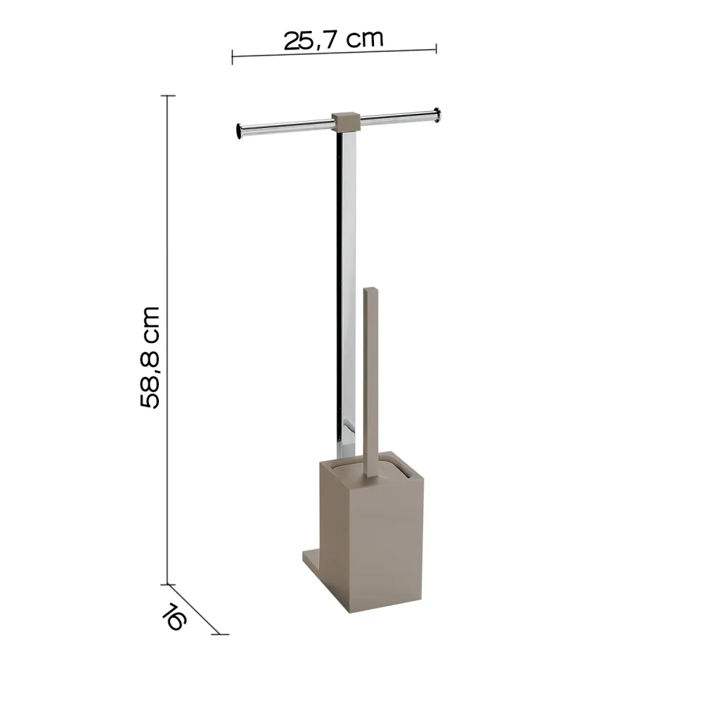 Floor-standing toilet paper holder and toilet brush Stainless Steel Gedy Spectrum series - Light taupe