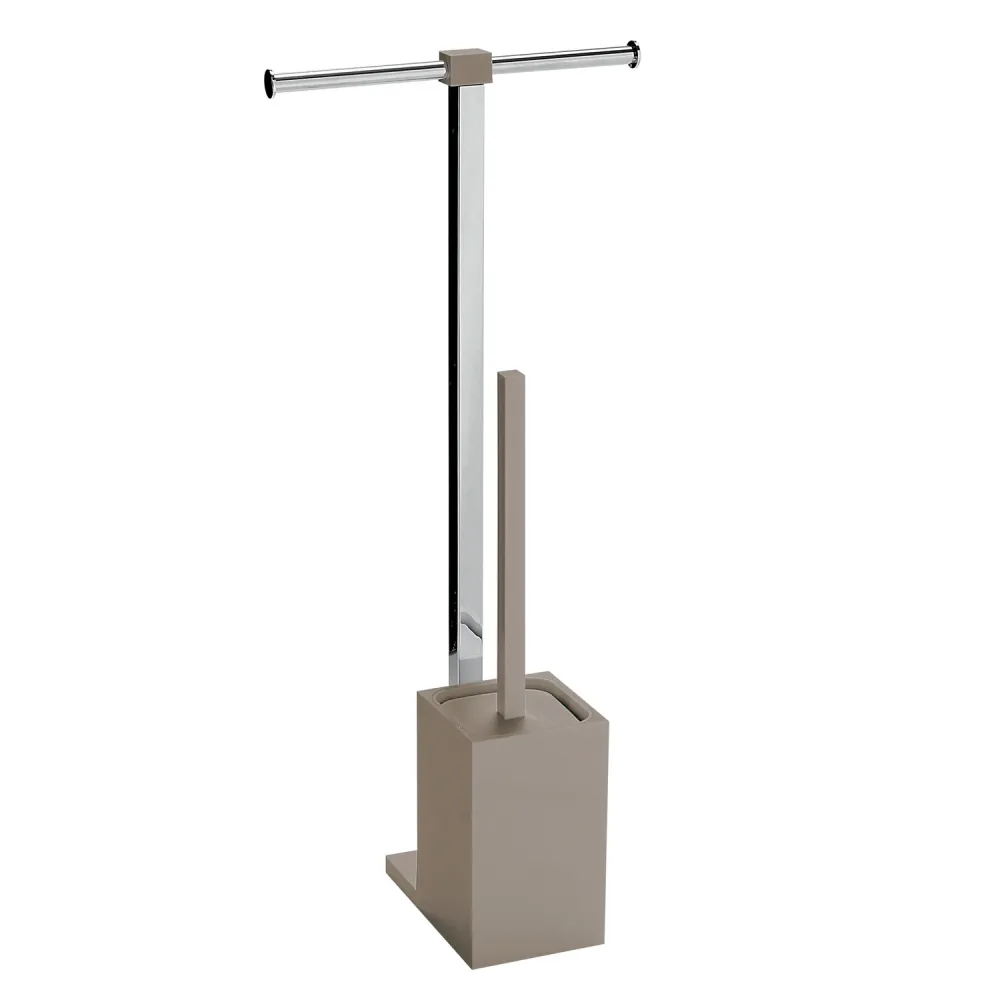 Floor-standing toilet paper holder and toilet brush Stainless Rvs Gedy Rainbow series - Light taupe