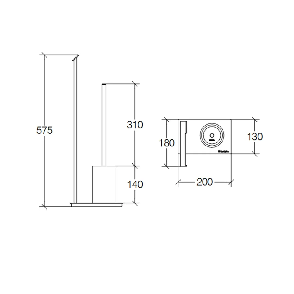 Floor-standing toilet paper holder and toilet brush holder porcelain and stainless steel Ranpin series Lineabeta