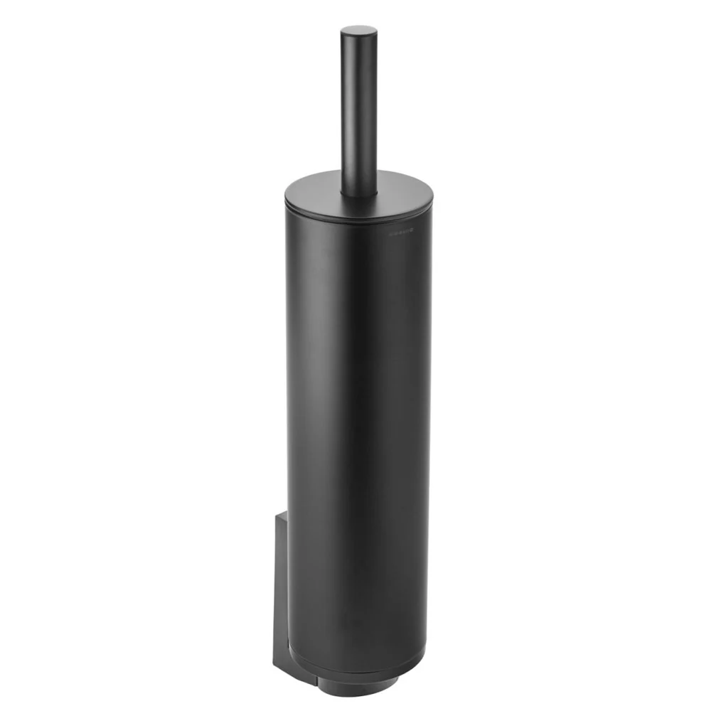 Floor/wall toilet brush holder brass from 'Black & White' collection Cosmic - Satin zwart 9x10x37 cm