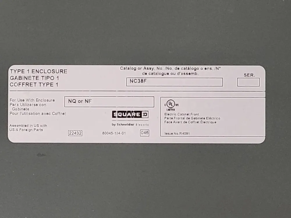Flush Front Type 1 Enclosure Cover NC38F