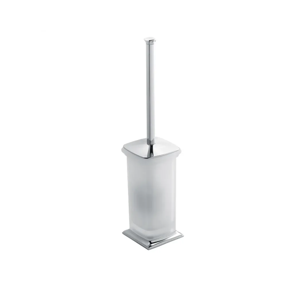 Freestanding toilet brush holder chrome-plated brass and glaswerk Portofino collection Colombo Design