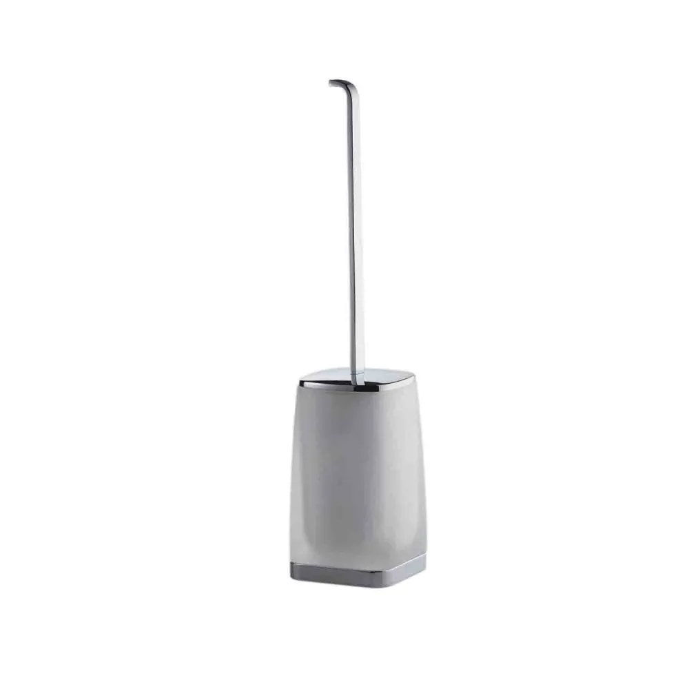 Freestanding toilet brush holder messing and frosted glass Time collection Colombo Design