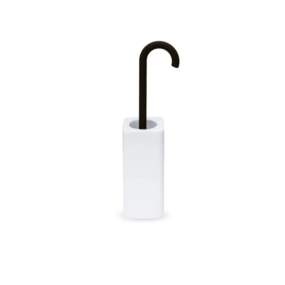 Freestanding toilet brush holder white ceramic black van siliconen handle Skoati collection Lineabeta