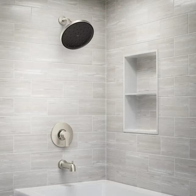 Moen Avri Magnetix Spot Resist Satijnachtig Nickel 1-handle Single Function Round Bathtub and Shower Faucet Valve Included
