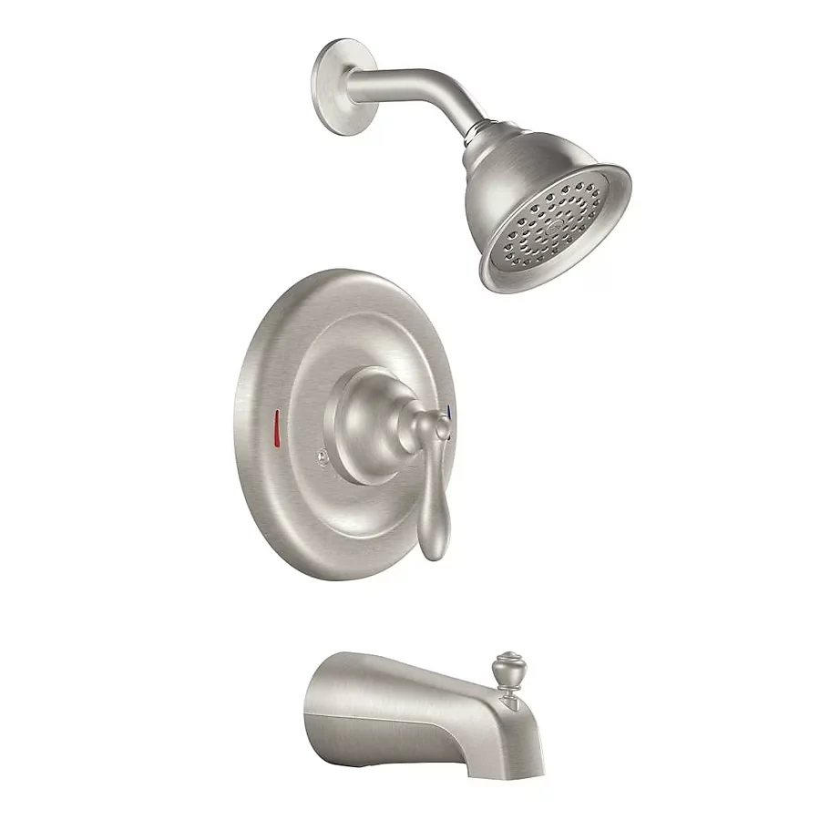 Moen Caldwell Spot Resist Satijnachtig Nickel 1-handle Single Function Round Bathtub and Shower Faucet Valve Included