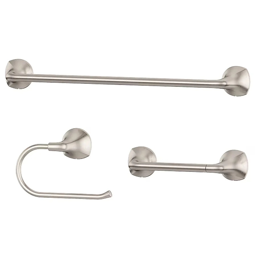 Pfister 3-Piece Rancho Satijnachtig Nickel Decorative Bathroom Hardware Set Towel Bar,Toilet Paper Holder and Towel Ring
