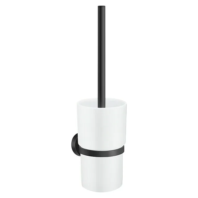 Smedbo Home Toiletborstel met houder Porselein - Messing, Zwart, wit