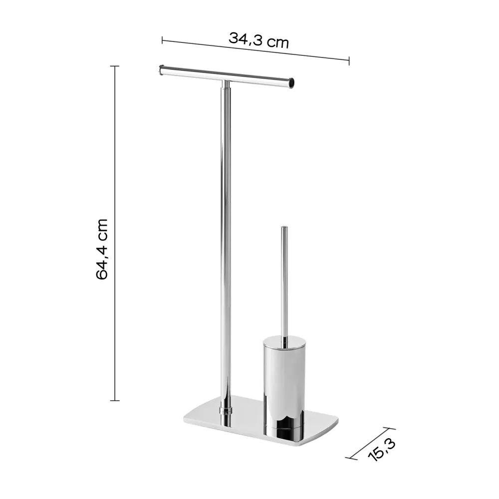 Staand op de vloer toilet paper holder and brush Stainless Steel model Florida Gedy - Chrome