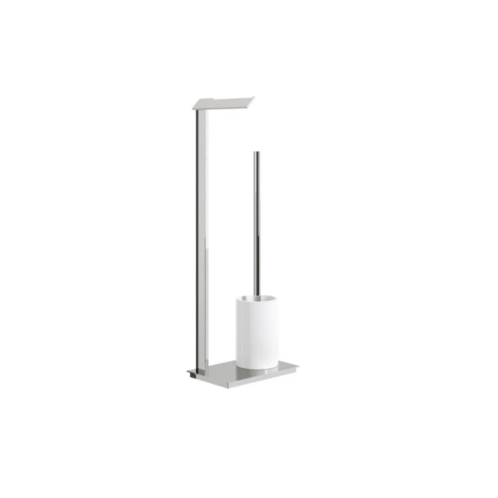 Staande uitvoering toilet paper holder and toilet brush holder porcelain and stainless steel Ranpin series Lineabeta