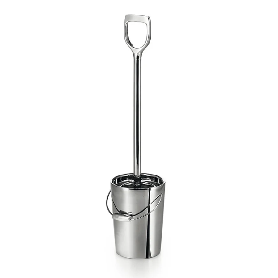 Toilet brush holder 'BAJLE' brush polished niet-roestend steel Lineabeta Balenghi bucket-shaped scoop