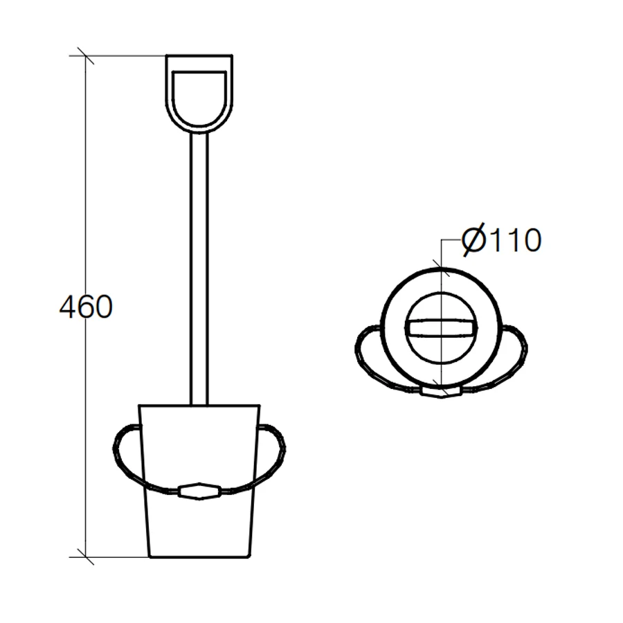 Toilet brush holder 'BAJLE' brush polished niet-roestend steel Lineabeta Balenghi bucket-shaped scoop