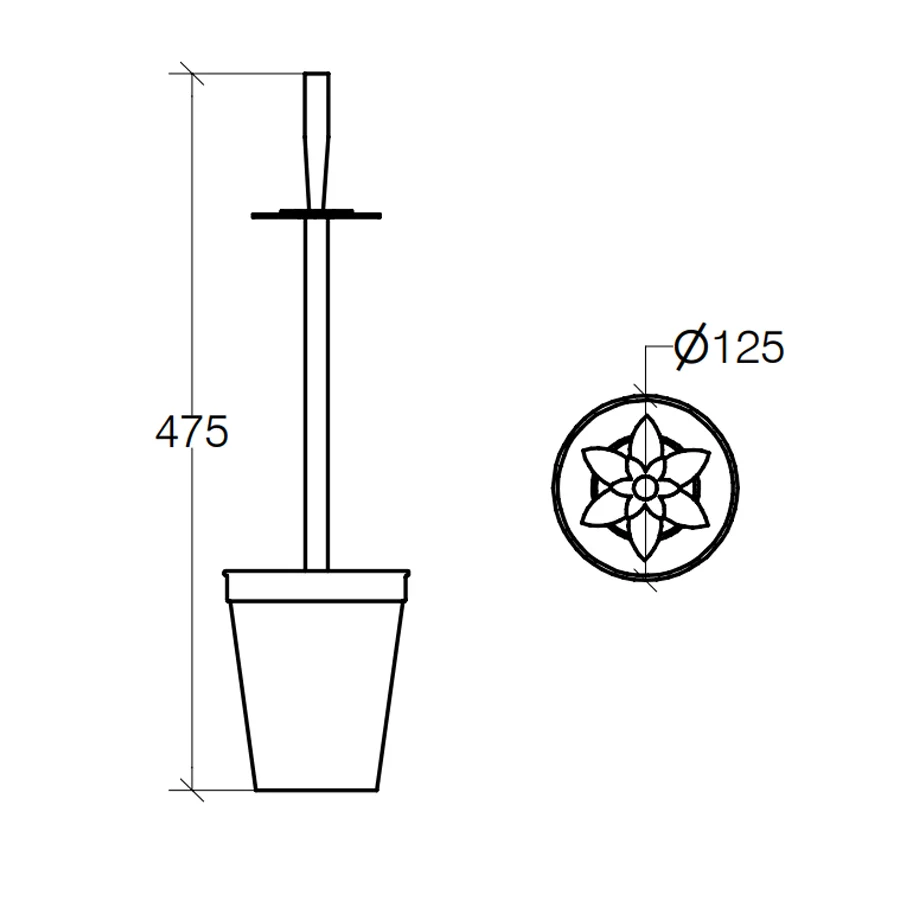 Toilet brush holder 'BUTTO' brush gepolijst stainless steel Lineabeta Balenghi vase-shaped flower