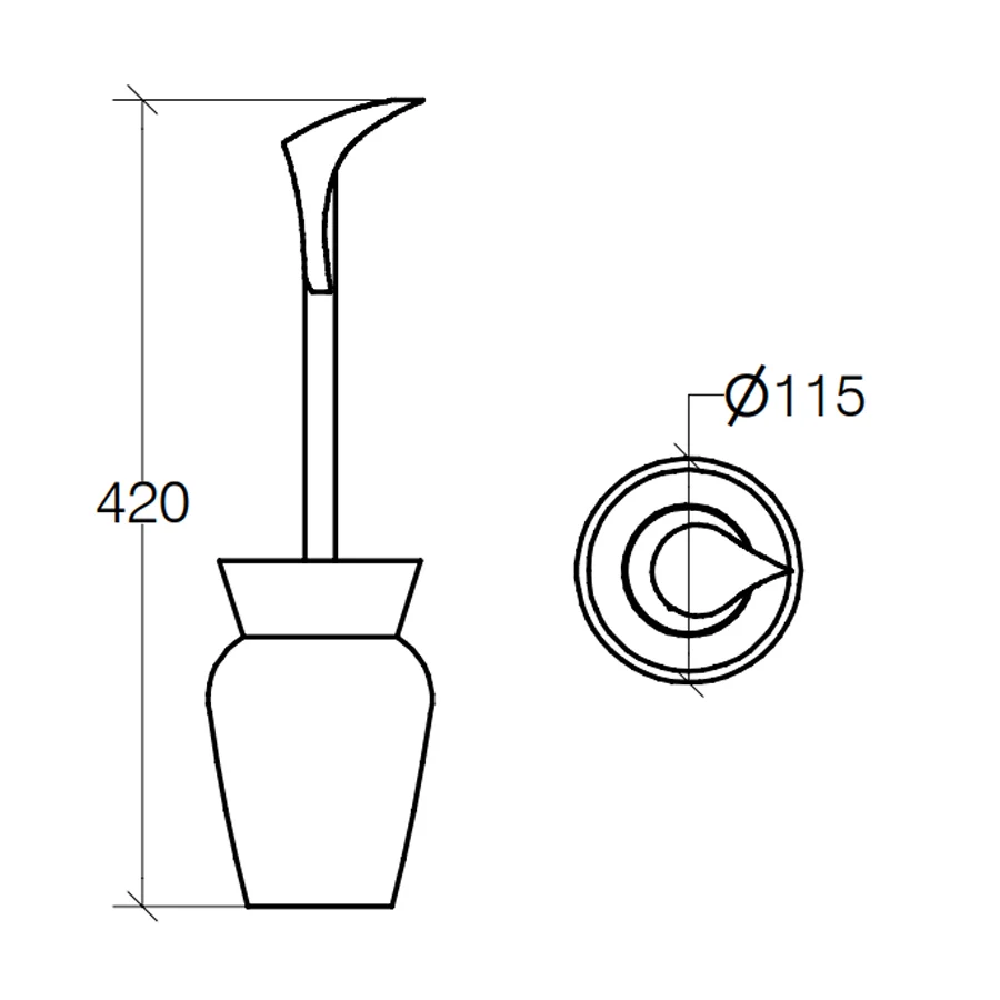 Toilet brush holder 'CALA' brush polished stainless RVS Lineabeta Balenghi vase-shaped snake
