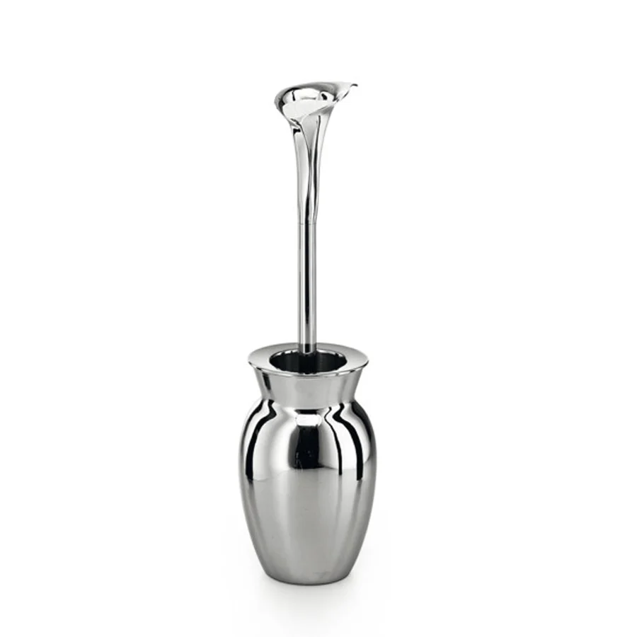 Toilet brush holder 'CALA' brush polished stainless RVS Lineabeta Balenghi vase-shaped snake