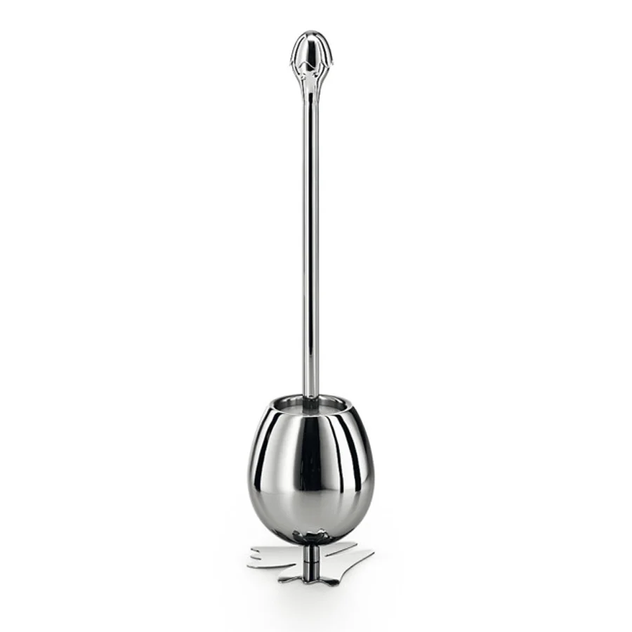 Toilet brush holder 'VOVO' brush polished RVS steel Lineabeta Balenghi egg-shaped
