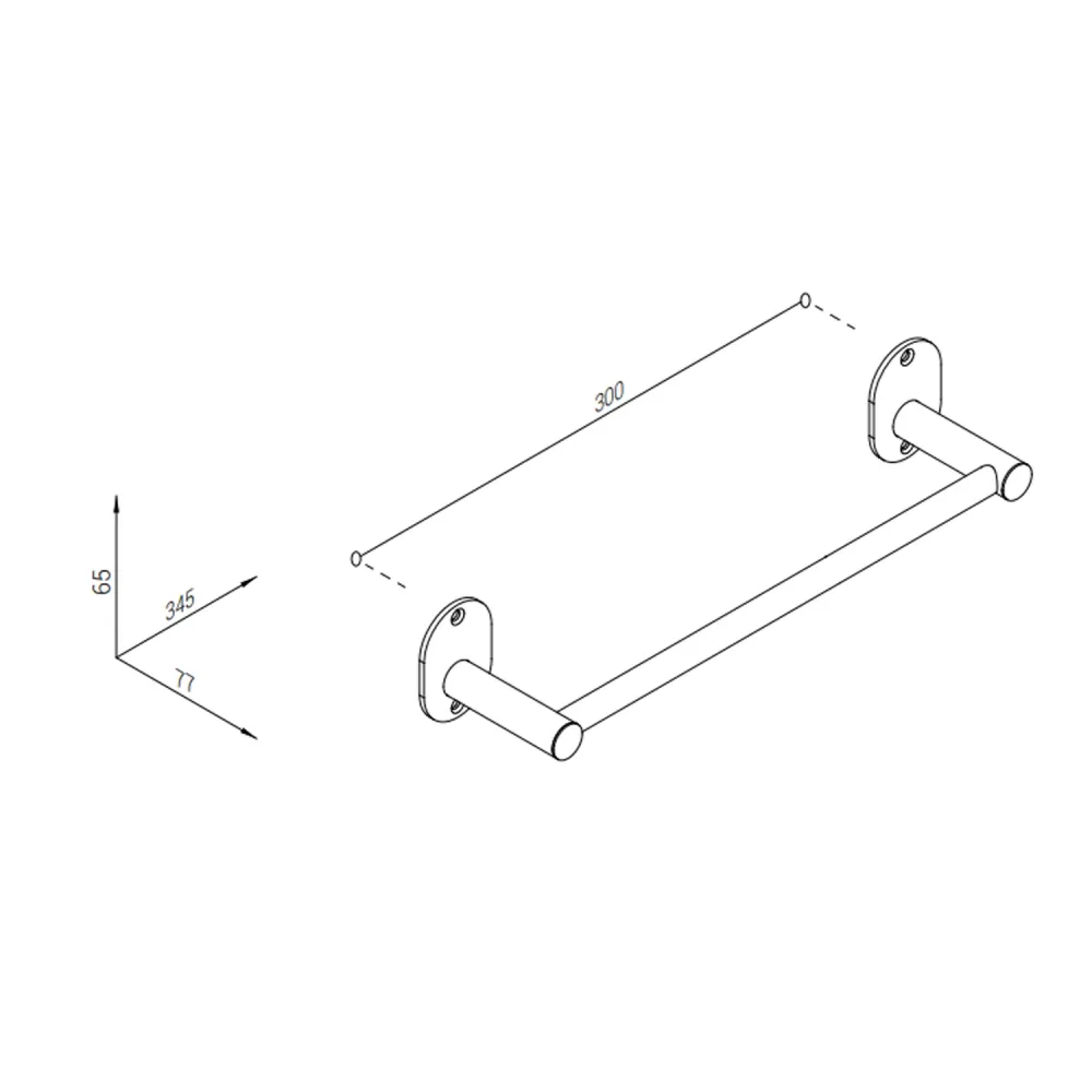 Towel holder zachtglans stainless steel, mounting included screws or glue Blizz Metaform line 30 cm
