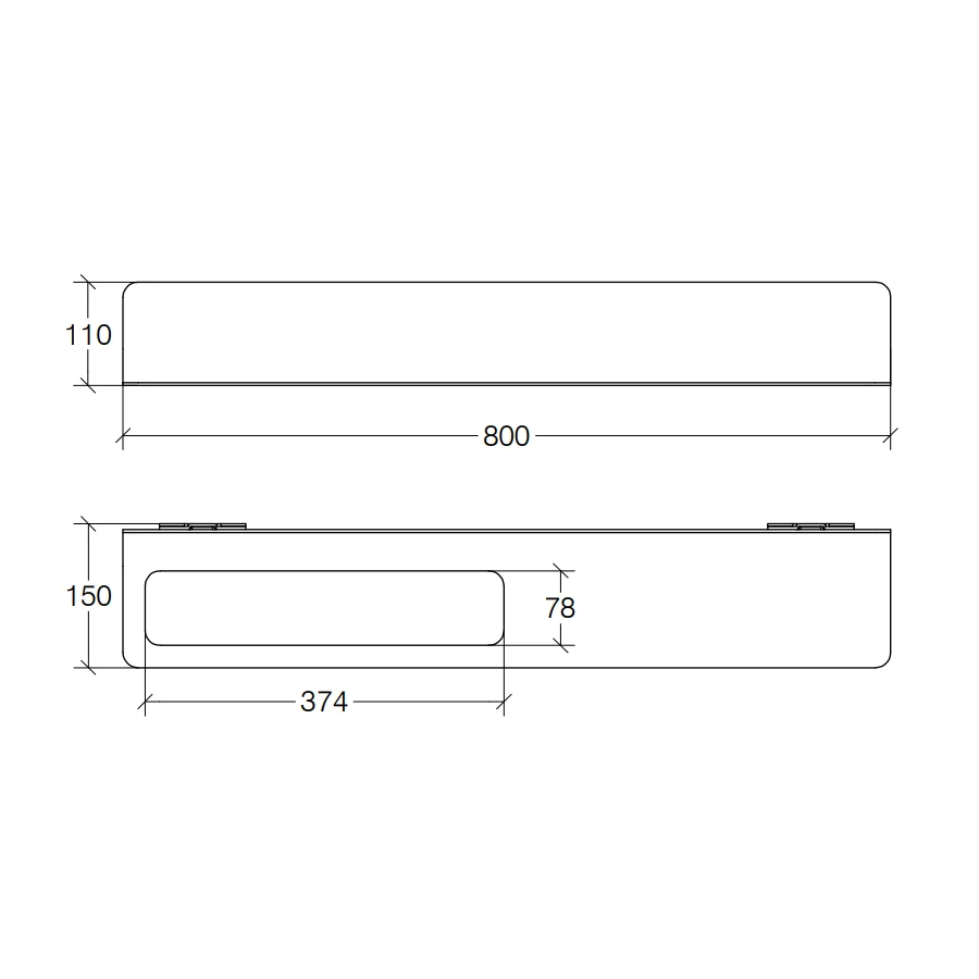 Towel rack and bathroom accessories shelf 80 cm Curvà collection Lineabeta - Embossed Zwart