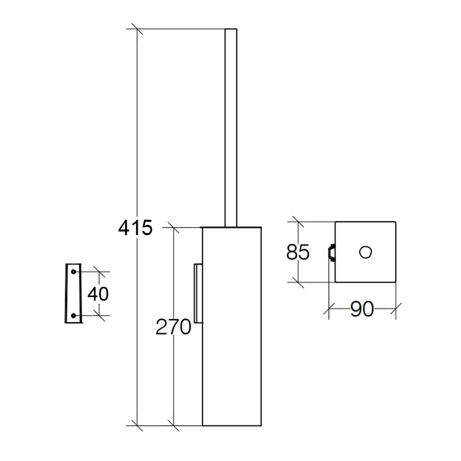 Wall-mounted toilet brush holder satin stainless steel squared shape Lineabeta Skoati collection