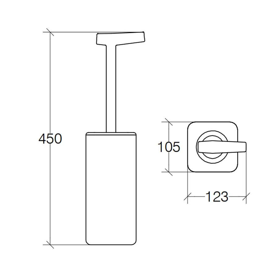 White ceramic toilet brush holder rood silicone stick-handle brush Lineabeta Baston
