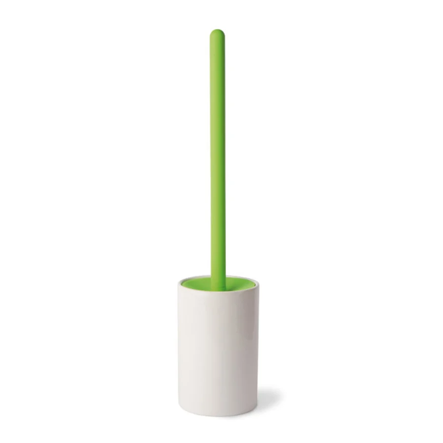White steengoed toilet brush holder green silicone handle Baston model Lineabeta