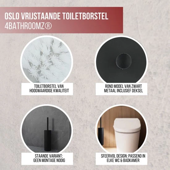 4bathroomz® Oslo Metalen Toiletborstel met wand houder