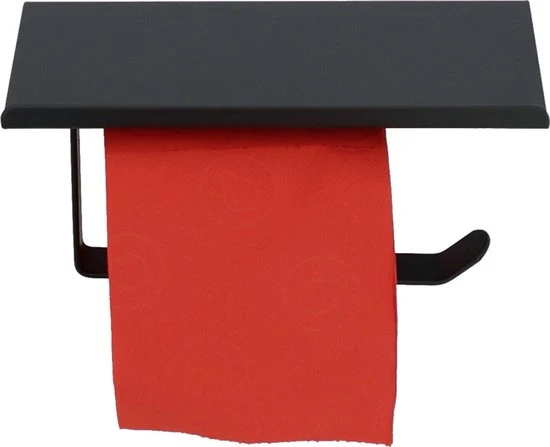 4bathroomz® WC-Rolhouder Zwart met plankje voor Telefoon - toiletrolhouder