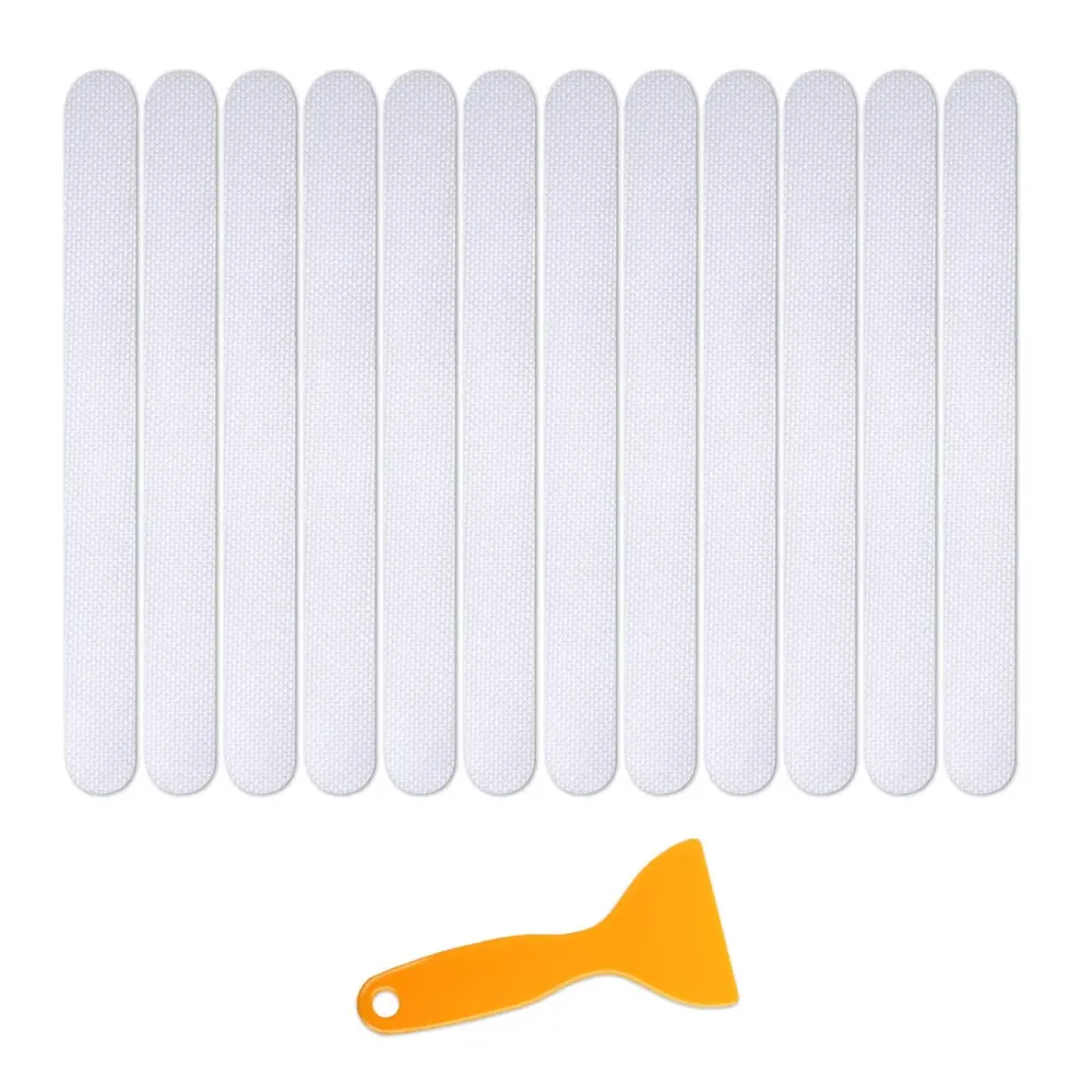 Anti Slip Strip Strips - 25 stuks - Transparant - 20 cm x 2 cm - Inclusief Schraper