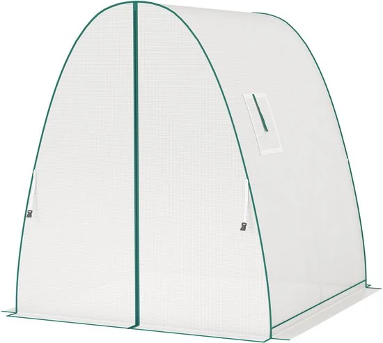4goodz Boogvormige Foliekas met 2 Roldeuren - 180x180x200 cm - Wit
